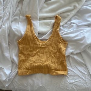 yellow ribbed cropped tank